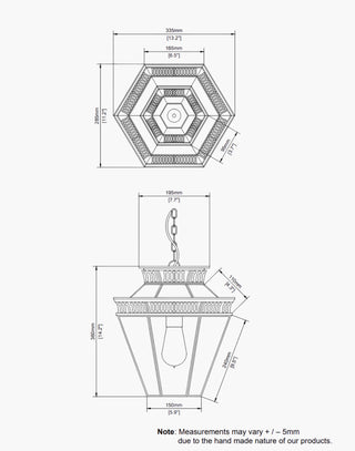 SPEC Sheet for Beveled Glass Georgian Hanging Lantern