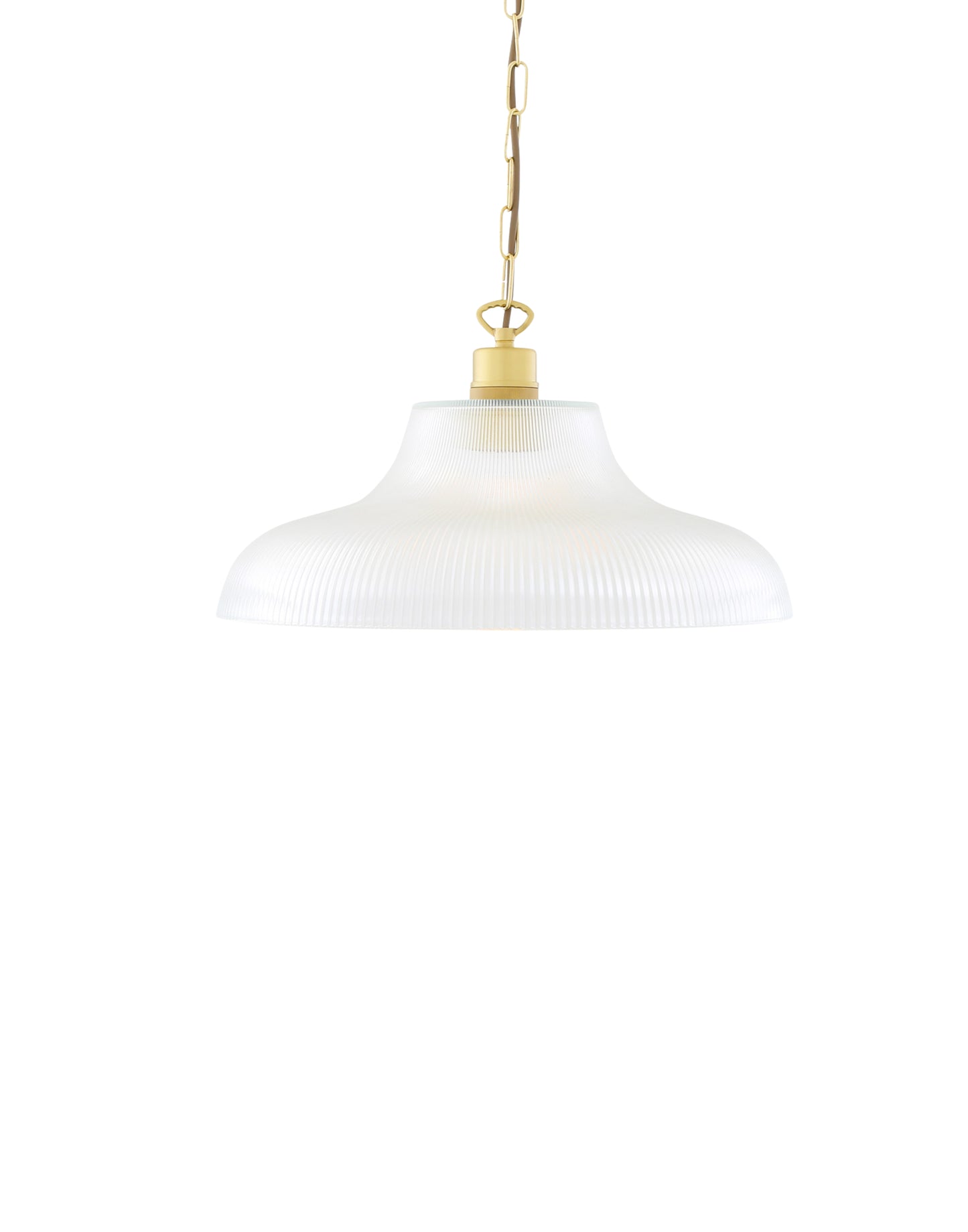 Laurent prismatic glass pendant light with brass hardware and ribbed glass shade
