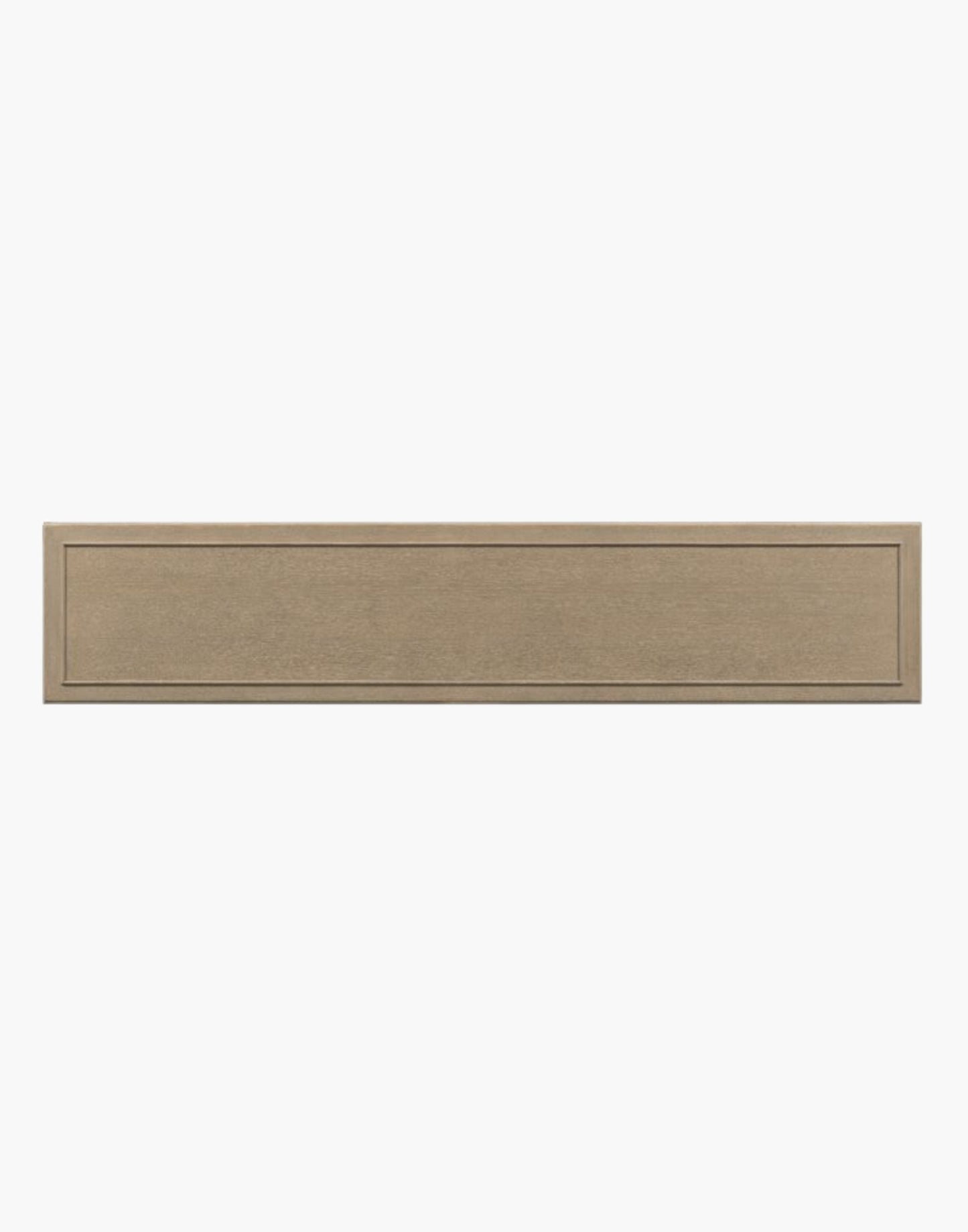 Coastal console table with seaside finish featuring intricate fretwork on both sides and a center stretcher, perfect as a sofa table or a floating entryway accent piece.