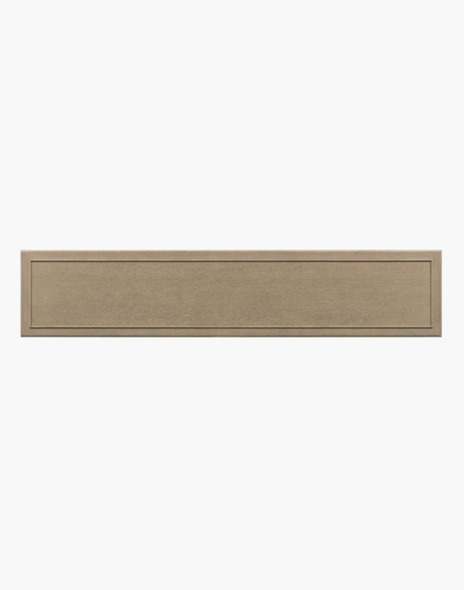 Coastal console table with seaside finish featuring intricate fretwork on both sides and a center stretcher, perfect as a sofa table or a floating entryway accent piece.