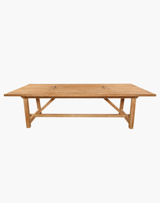 ustic Outdoor Dining Table with Removable Tray and Angled Legs