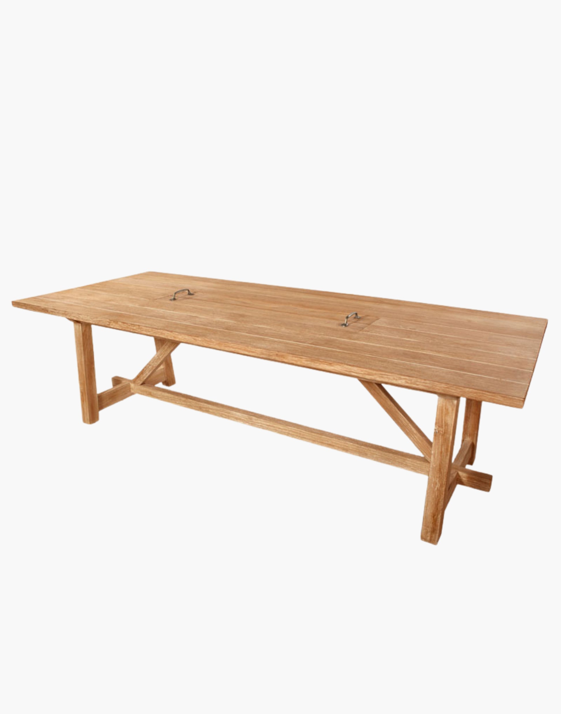 ustic Outdoor Dining Table with Removable Tray and Angled Legs