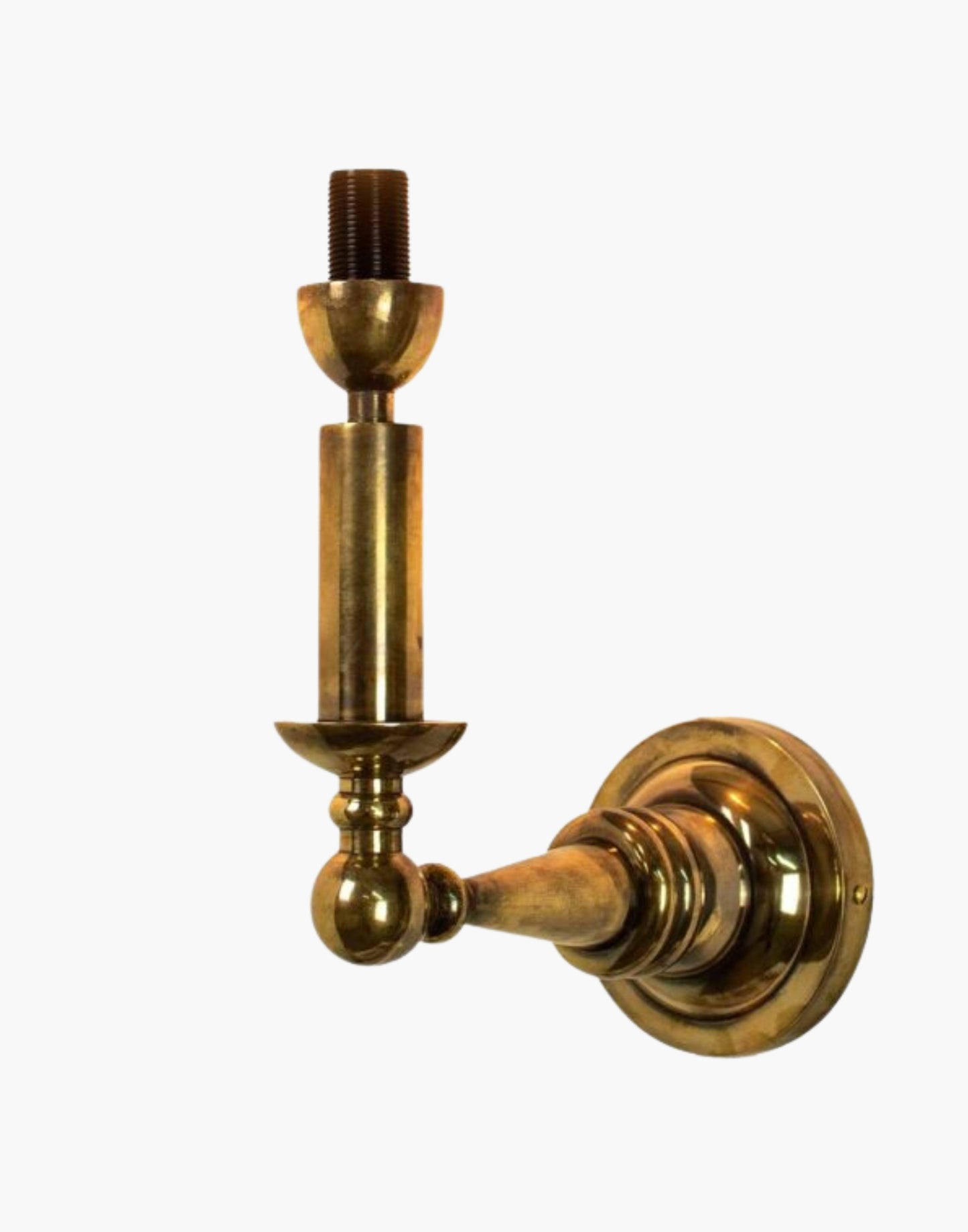 Distressed Finish, No Shade Steamer Dining Light: Deco Nautical brass fixture inspired by SS Columbus ocean liner.