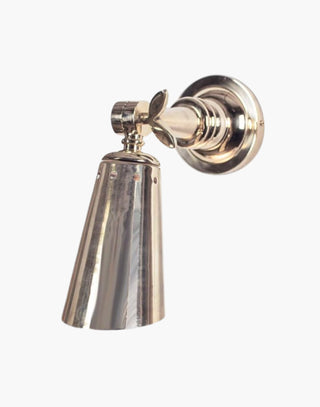 Nickel Finish Nautical Steamer Double Wall Light: Heavy machined brass fixture inspired by SS Columbus ocean liner. Ideal for bedside or reading areas.