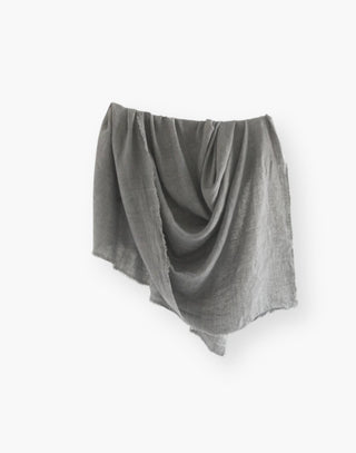 Versatile Stone Washed Linen Throw Blanket - Rich Grey Hue - Ethically Crafted from Belgian Flax - Generously Sized