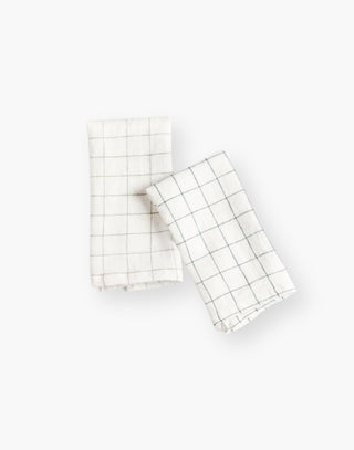 Generously Sized Stone Washed Linen Windowpane Napkins - Classic Plaid Design - Ethically Crafted - 100% Belgian Flax - 20x20 Inches
