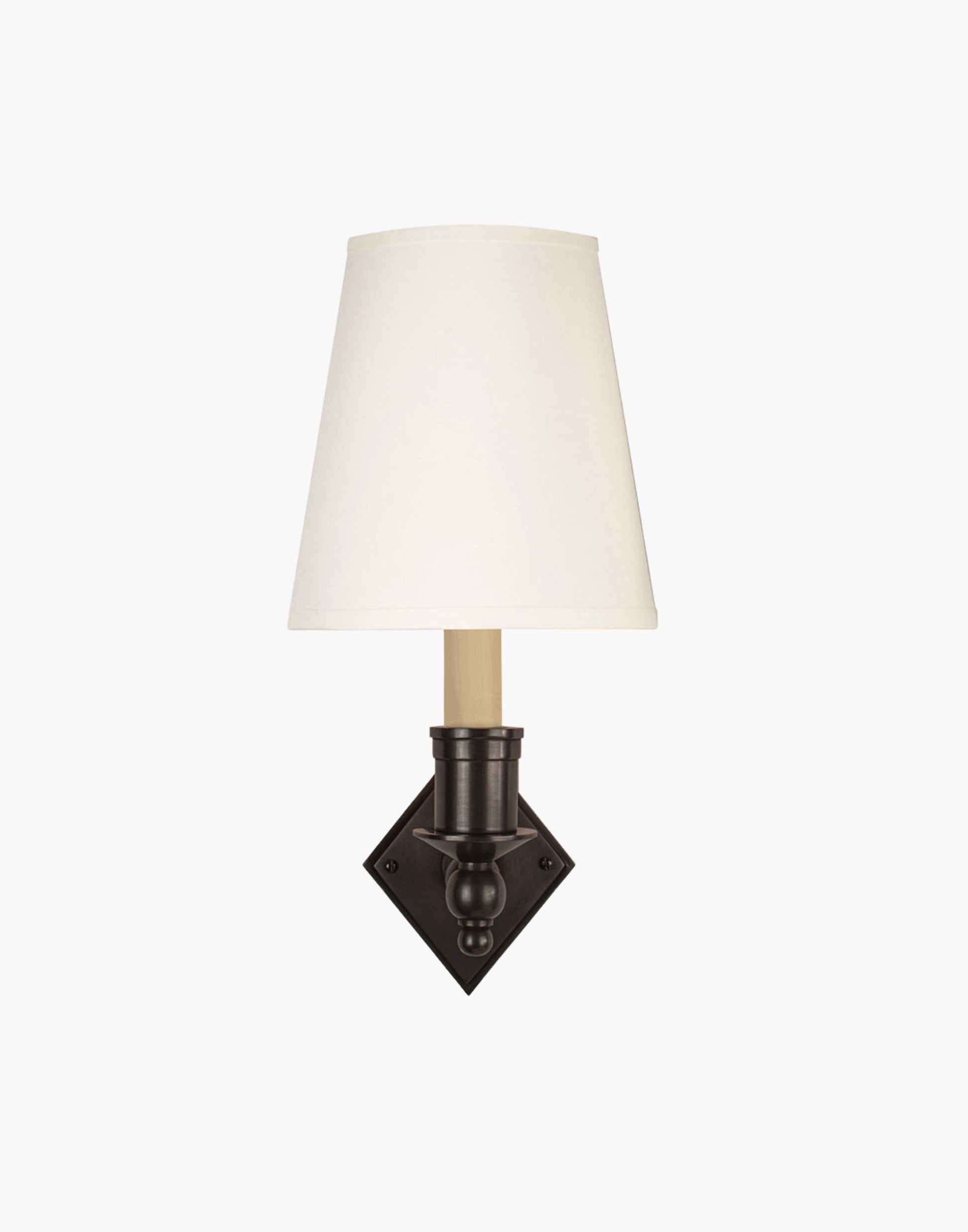 Old Antique finish with d6 White  shade, elegant solid brass sconce with diamond backplate. Perfect for modern or traditional interiors.