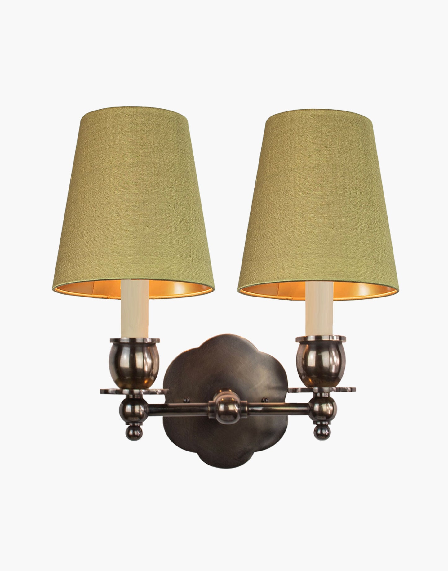 Distressed Finish with D6G Gold Shade India Rose Sconces: Solid brass petal design. Versatile for contemporary or traditional settings.