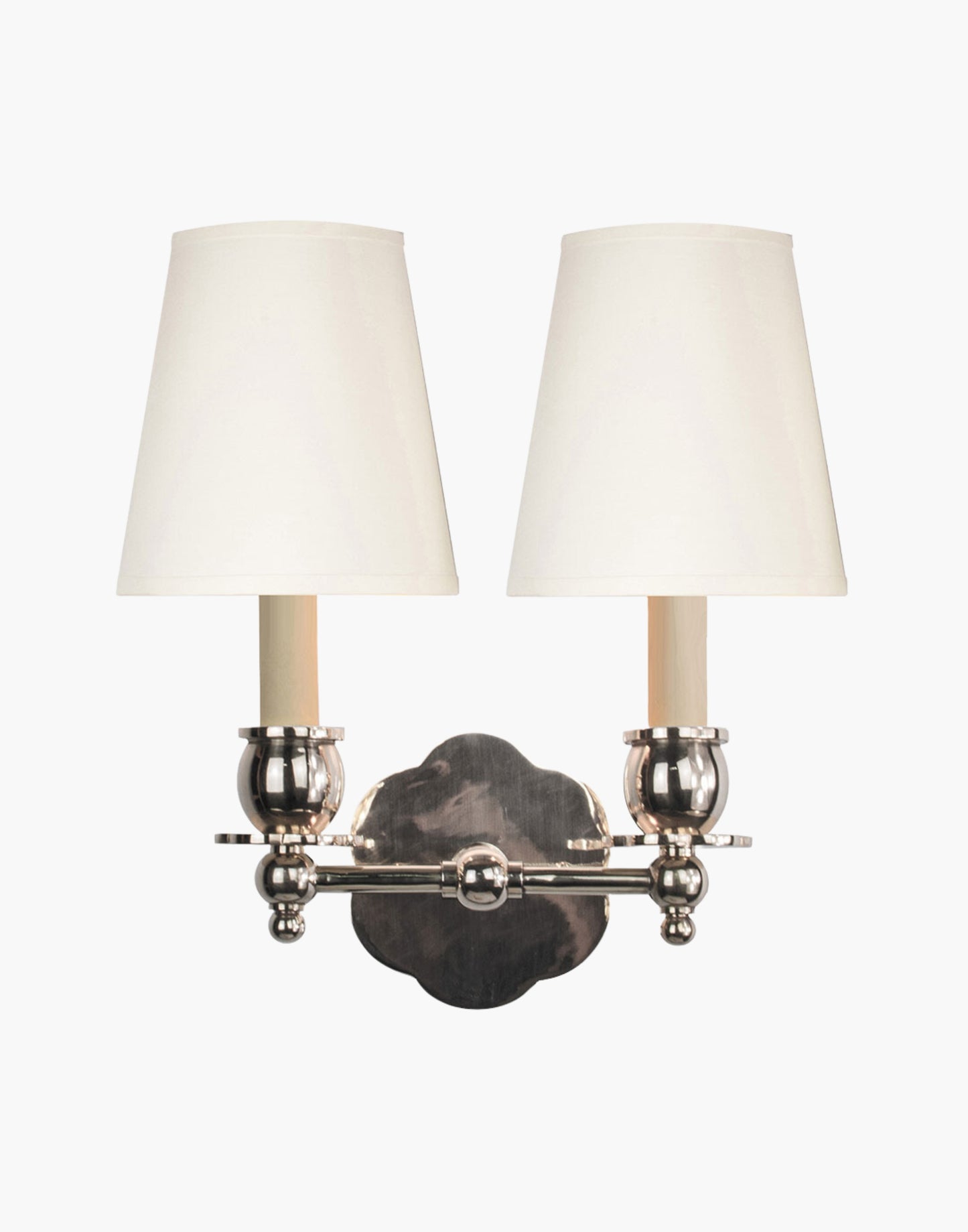 Nickel Finish with D6 White Shade India Rose Sconces: Solid brass petal design. Versatile for contemporary or traditional settings.