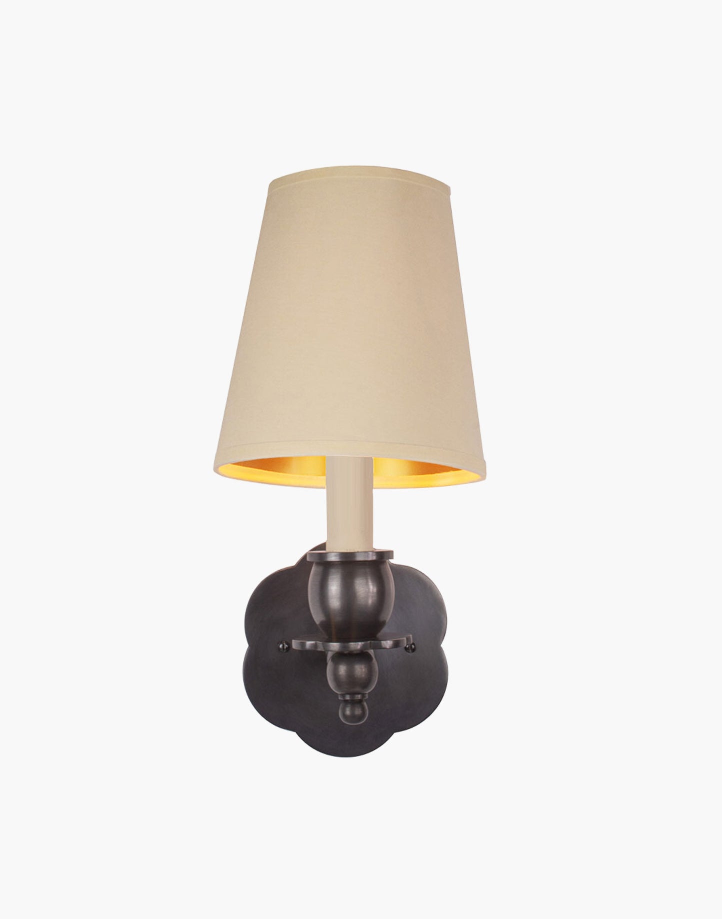 Old Antique Finish, D6G Ivory Shade India Rose Sconce: Solid brass petal design. Transitional style for contemporary or traditional spaces.