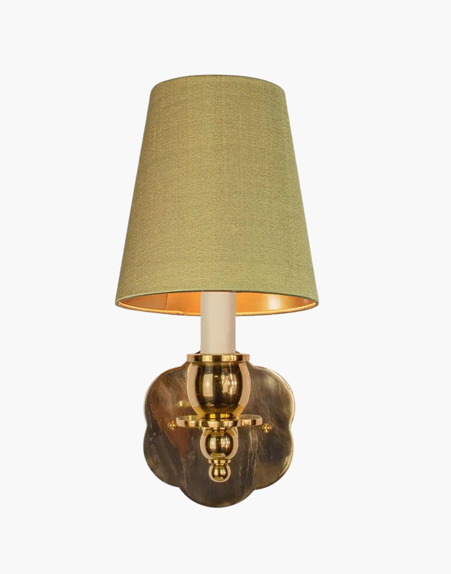  India Rose Sconce: Solid brass petal design. Transitional style for contemporary or traditional spaces.