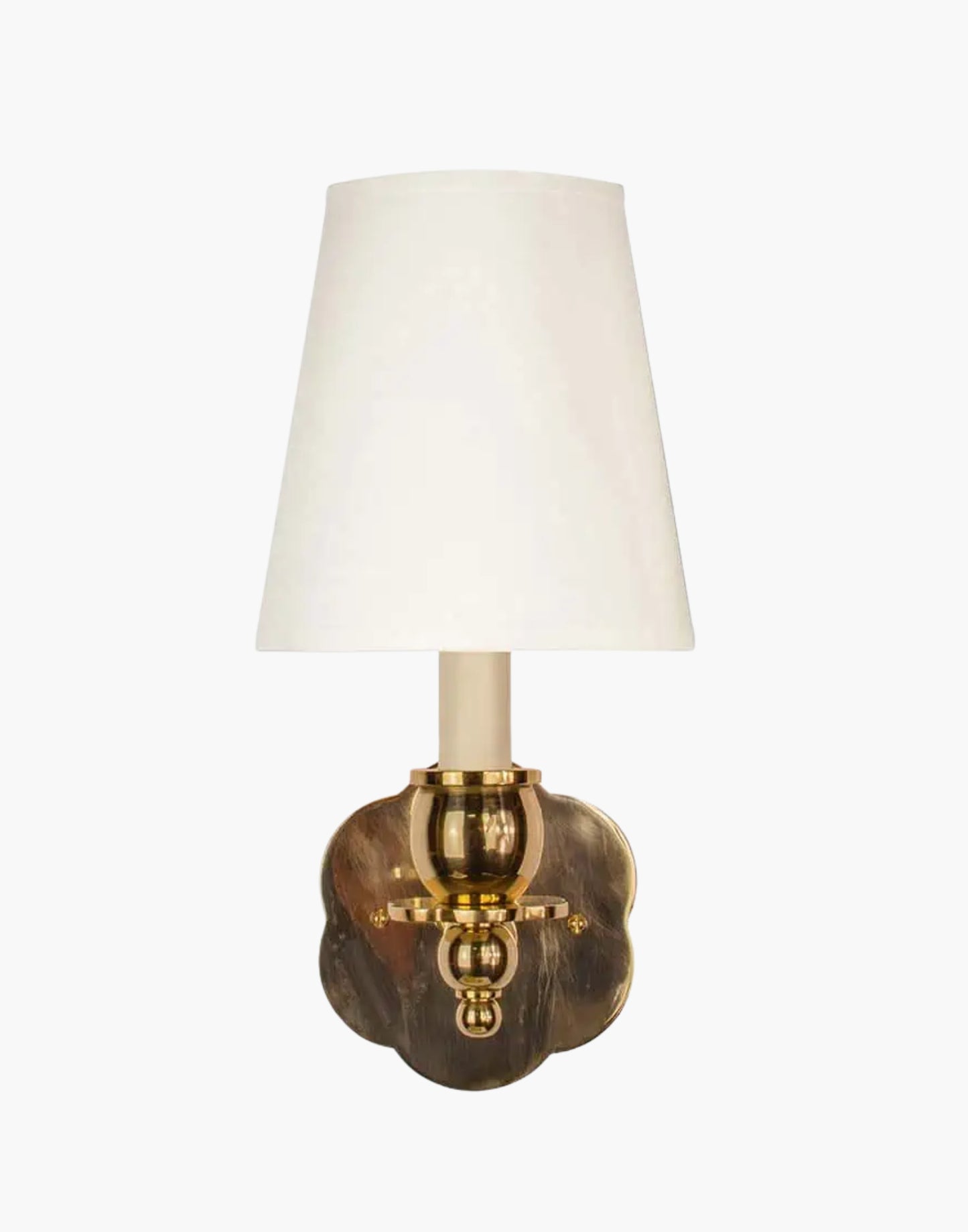  India Rose Sconce: Solid brass petal design. Transitional style for contemporary or traditional spaces.