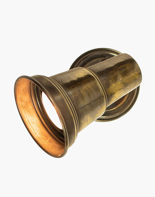 Distressed Finish Traditional Brass Spot Light: Versatile task lighting. Swivel joint for customizable illumination