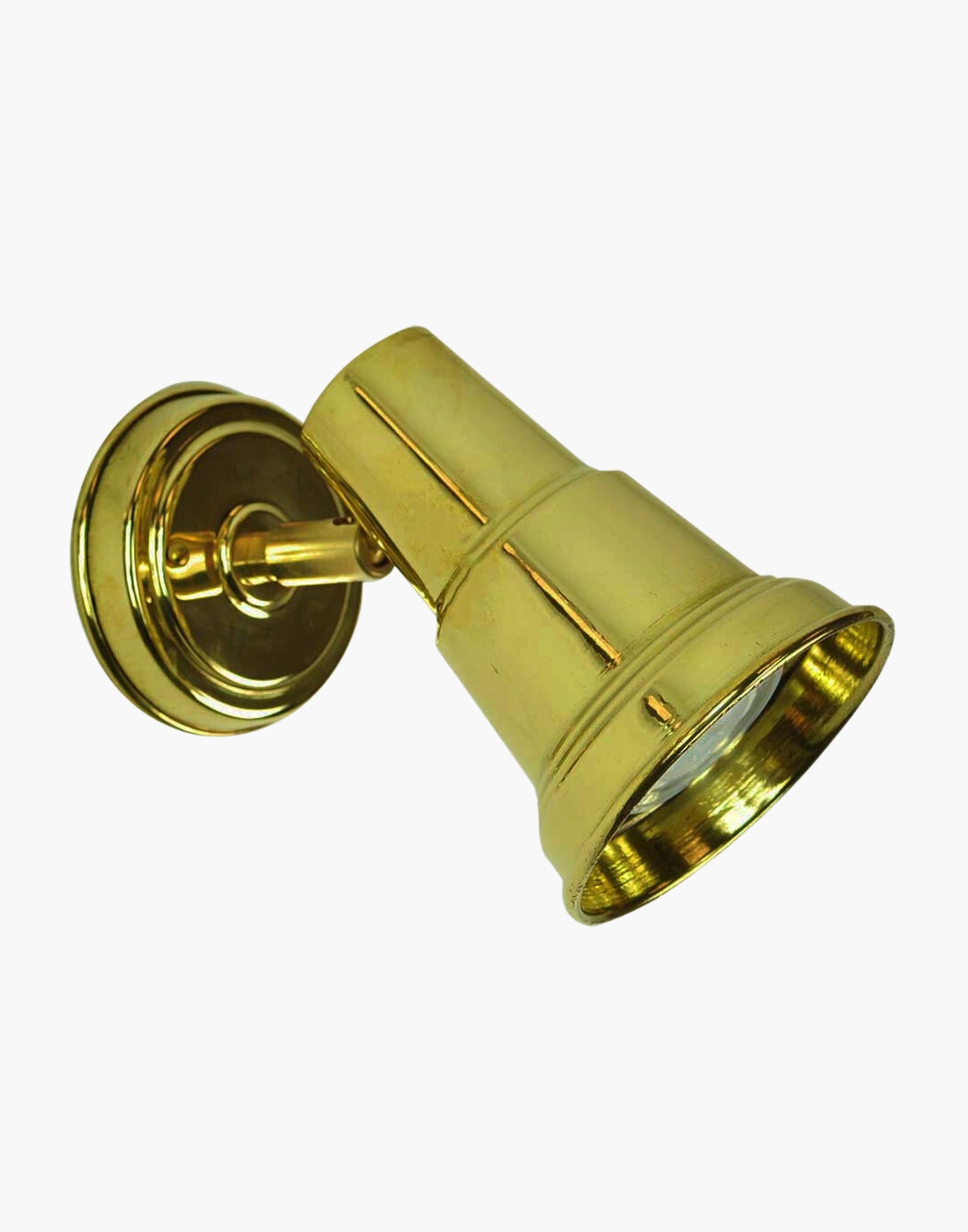 Unlacquered Natural Finish Traditional Brass Spot Light: Versatile task lighting. Swivel joint for customizable illumination