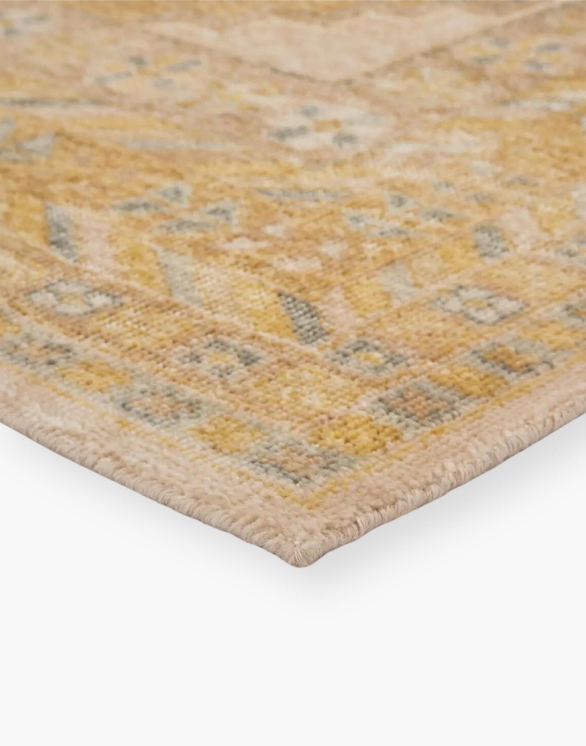 mustard and yellow toned handwoven wool rug