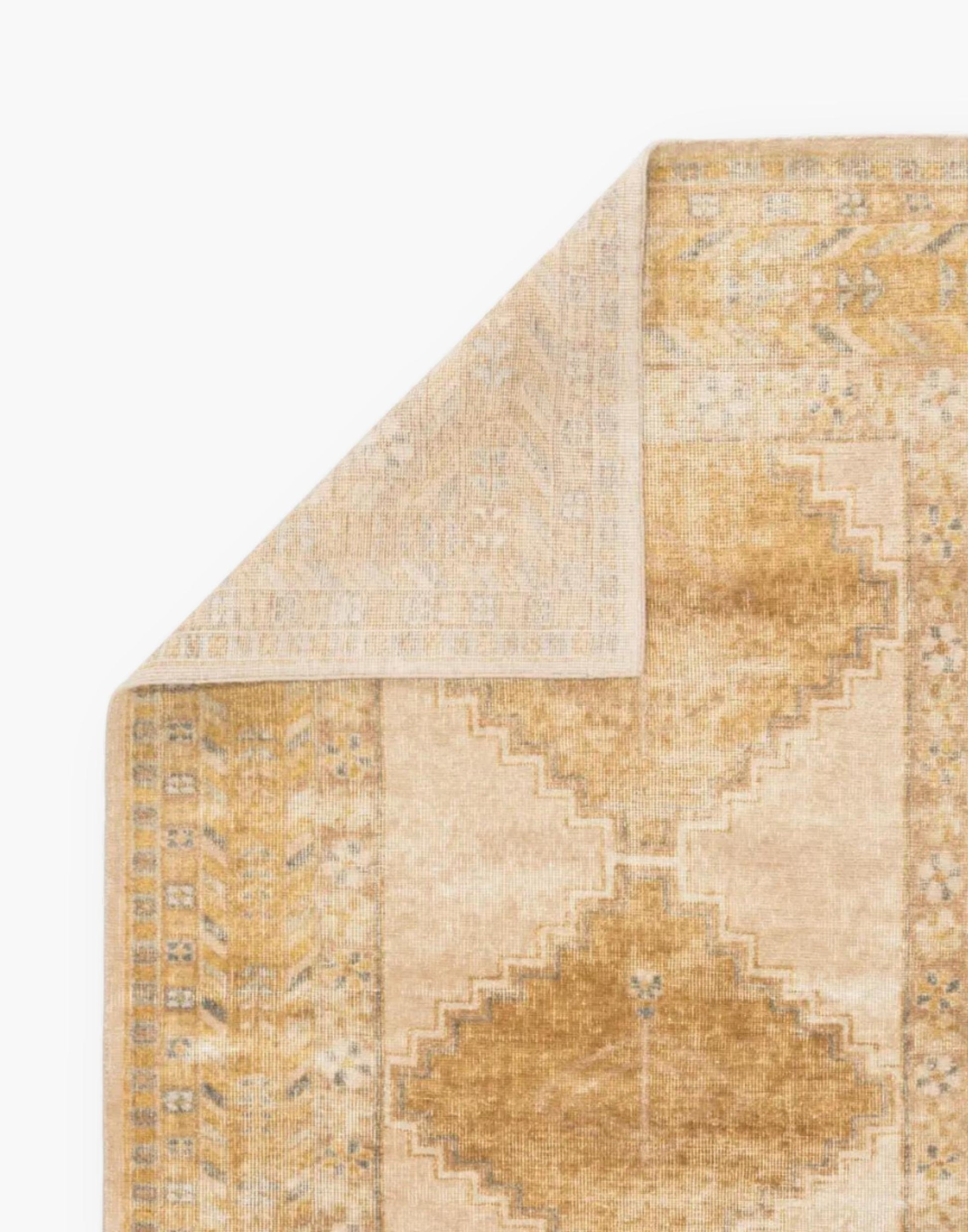 mustard and yellow toned handwoven wool rug