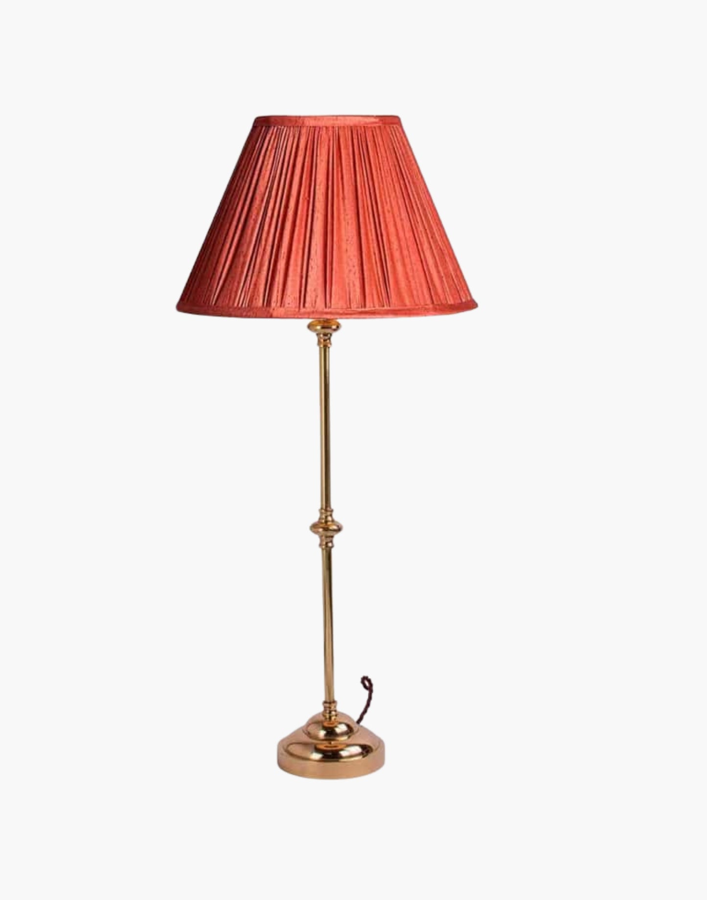 Solid brass table lamp with narrow profile, classic period console lamp available with or without shade.