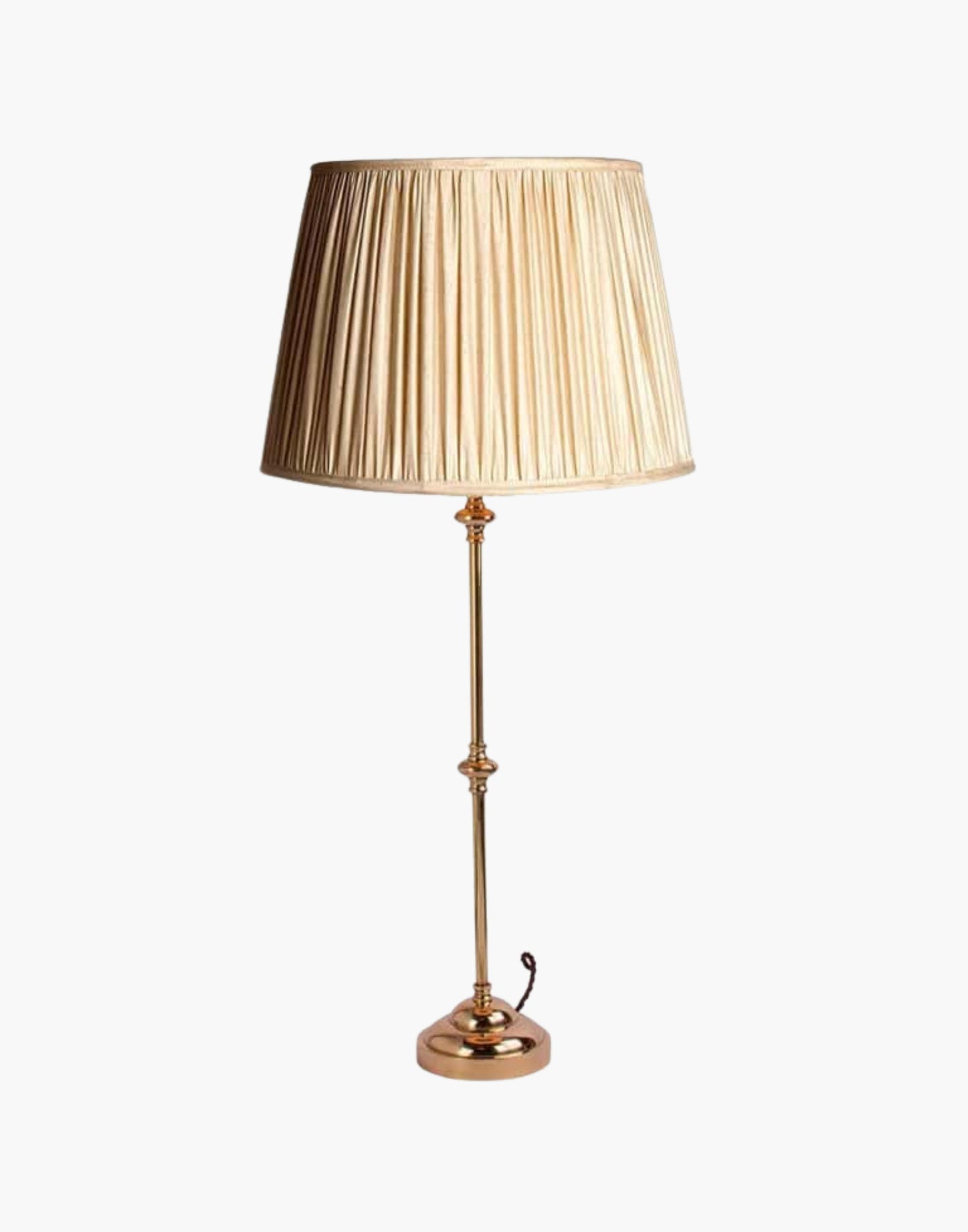 Solid brass table lamp with narrow profile, classic period console lamp available with or without shade.