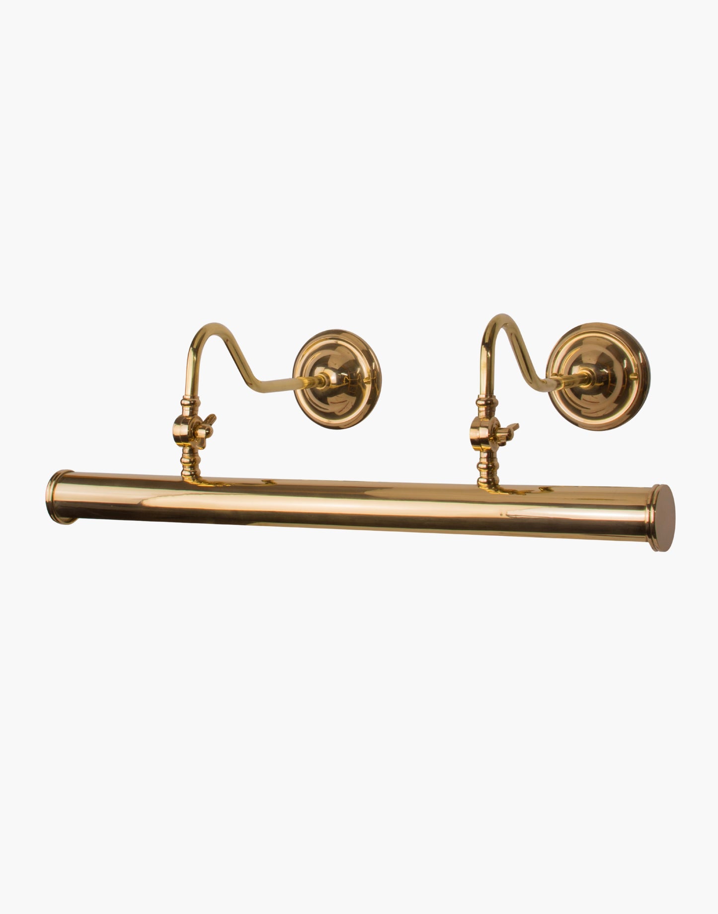 Blenheim solid brass picture light with adjustable arms and fluted detailing