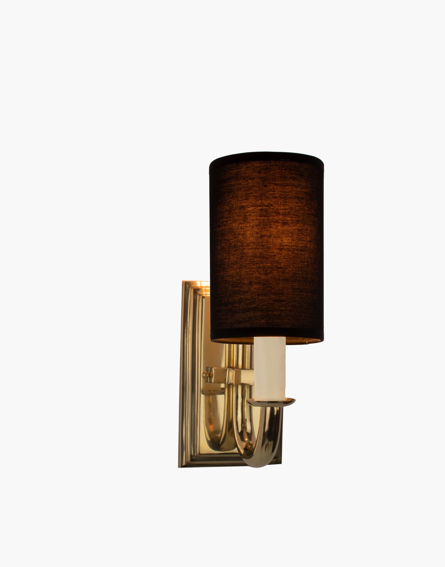 Wall light in cast brass with optional spun brass shade CB55, elegant period wall sconce for small spaces.