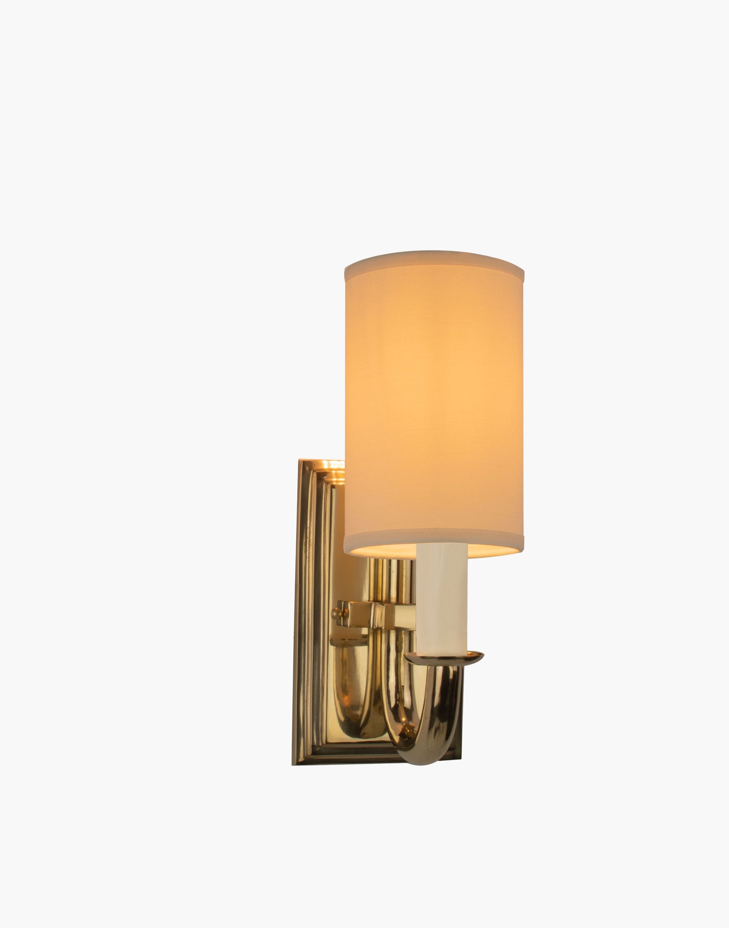 Wall light in cast brass with optional spun brass shade CB55, elegant period wall sconce for small spaces.