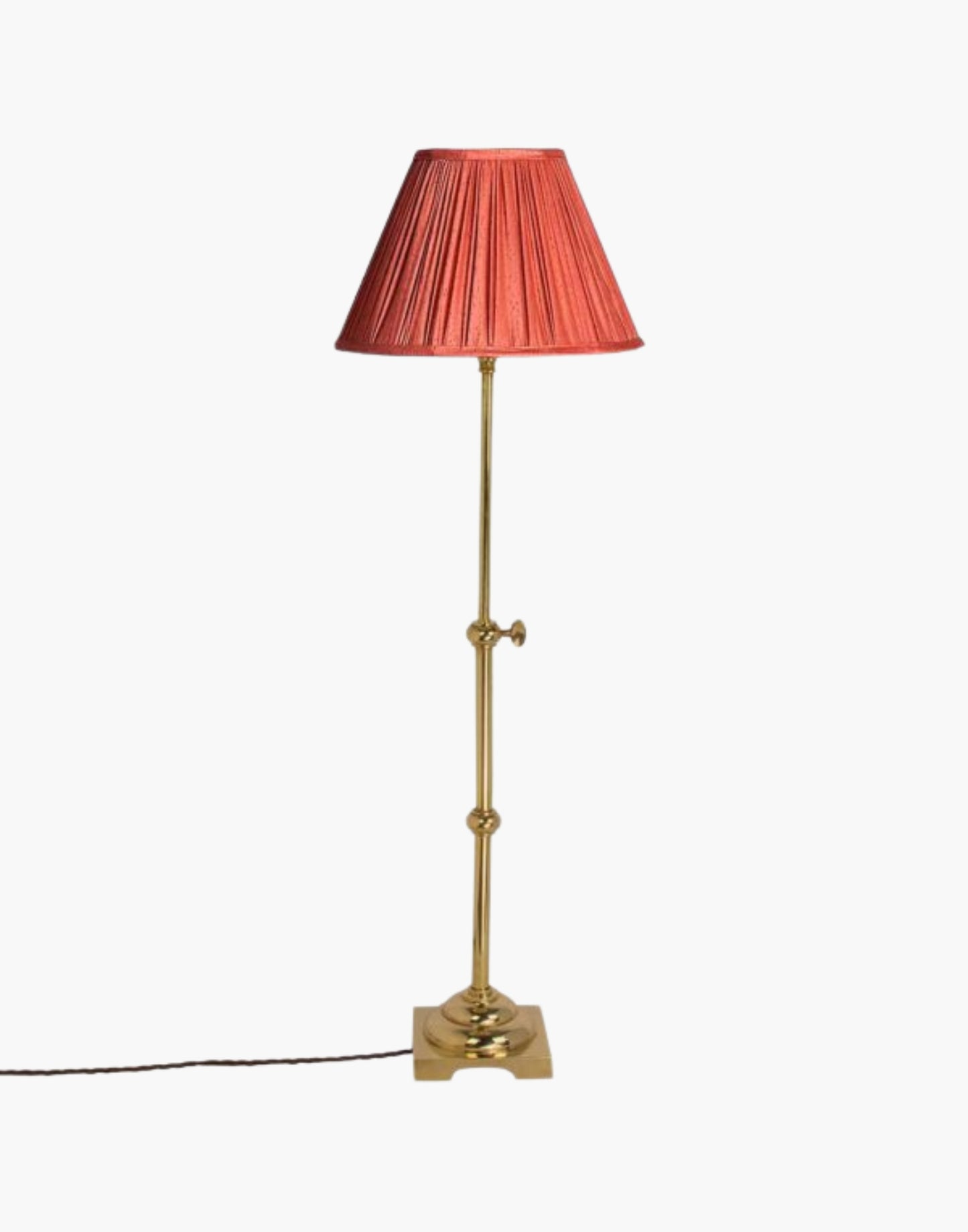 Pullman Lamp in solid brass, inspired by 1930s–1940s Pullman railway dining cars. Adjustable height with customizable finishes and shade options. Elegant and timeless design.