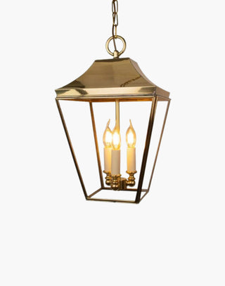 Knightsbridge Pendant (Medium) with 3-light cluster, handmade in solid brass. Elegant porch and hall lantern, ideal for traditional home lighting. Includes 19.5″ chain and ceiling canopy. Perfect for classic and timeless interiors.