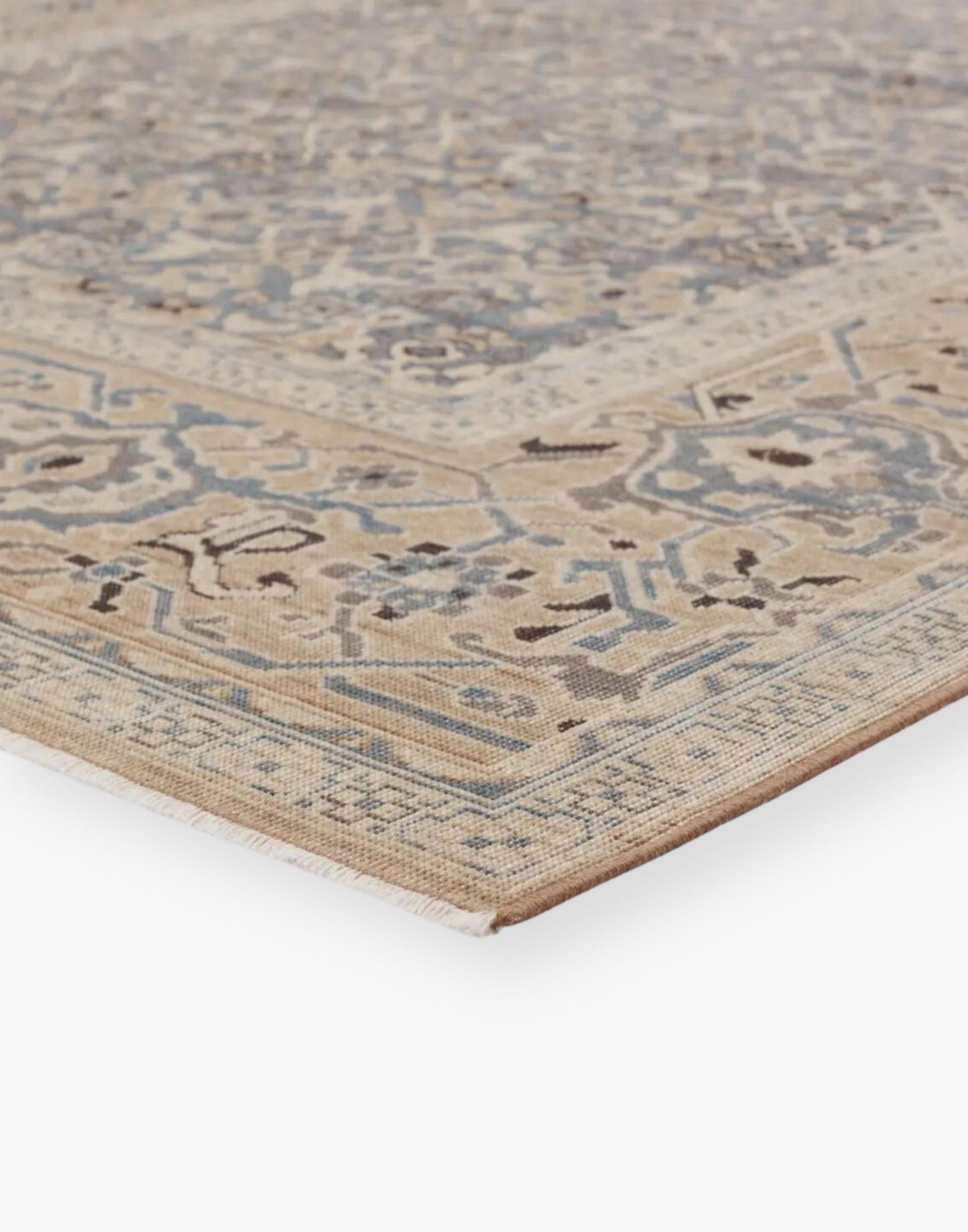Venetian Blue Power Loomed Rug - Wool & Cotton Blend, High-Traffic & Pet-Friendly. Ideal for Living Rooms.