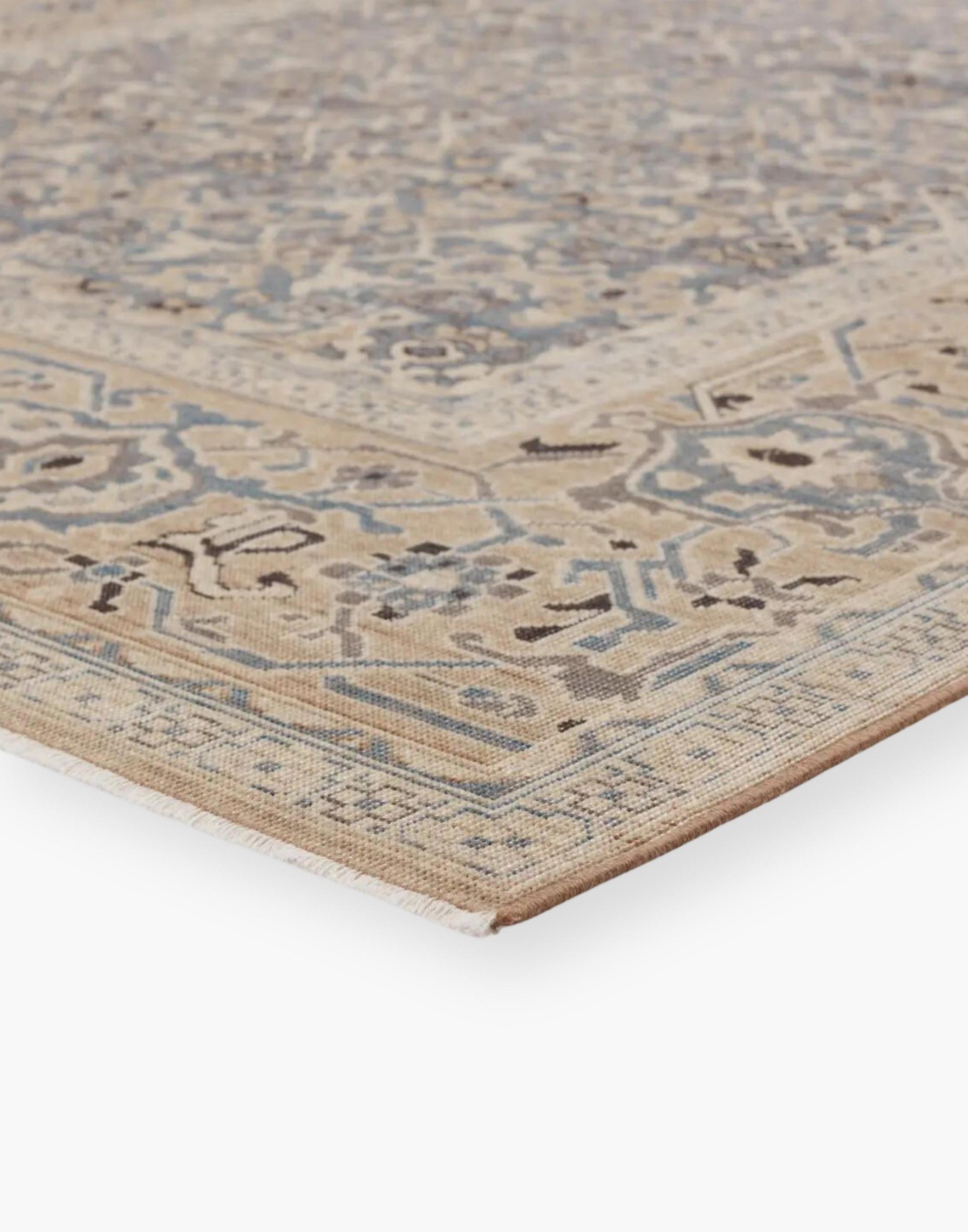 Venetian Blue Power Loomed Rug - Wool & Cotton Blend, High-Traffic & Pet-Friendly. Ideal for Living Rooms.