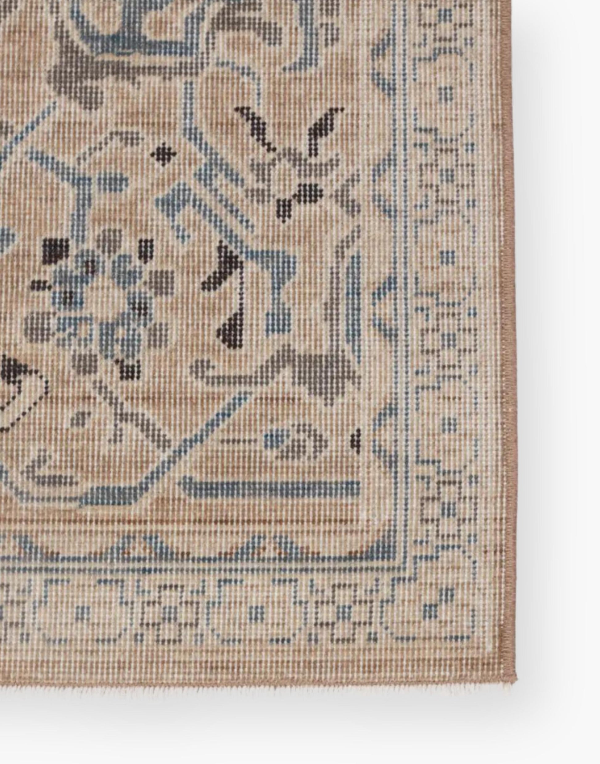 Venetian Blue Power Loomed Rug - Wool & Cotton Blend, High-Traffic & Pet-Friendly. Ideal for Living Rooms.
