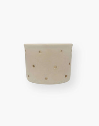 small vintage cheese mould in bone color with tiny holes
