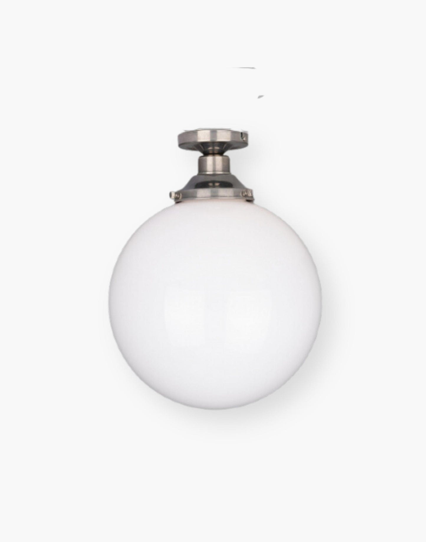 Semi-Flush Ceiling Light with an Opal Glass Shade in Antique Silver.