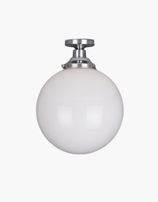 Semi-Flush Ceiling Light with an Opal Glass Shade in Polished Chrome.