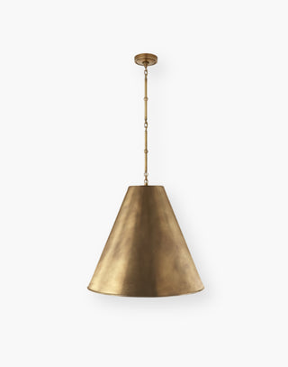Pendant Light with Conical Antique Brass Shades with an Antique Brass Chain