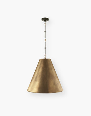 Pendant Light with Conical Antique Brass with an Antique Brass Chain