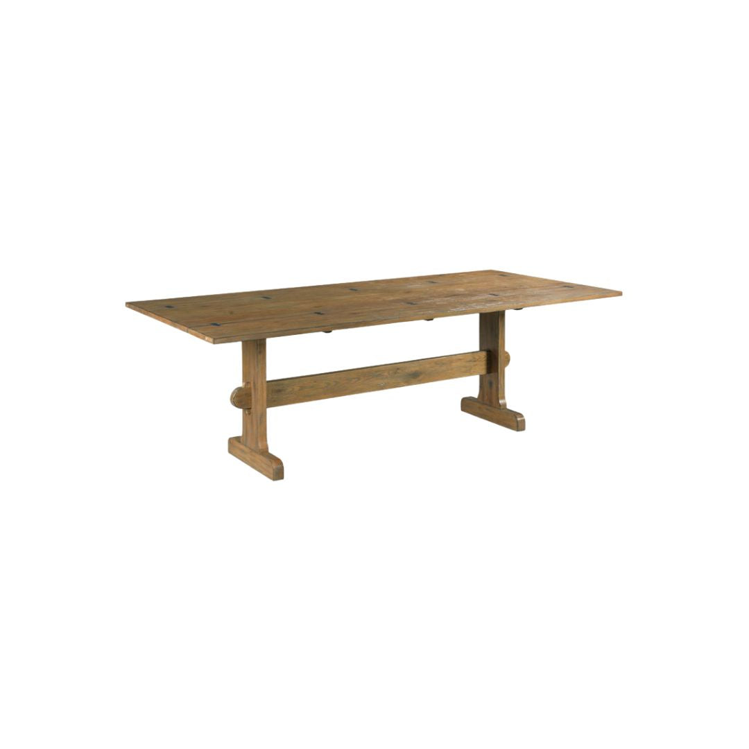 Oak flip-top table with rustic Arts and Crafts-inspired design and rough-sawn texture