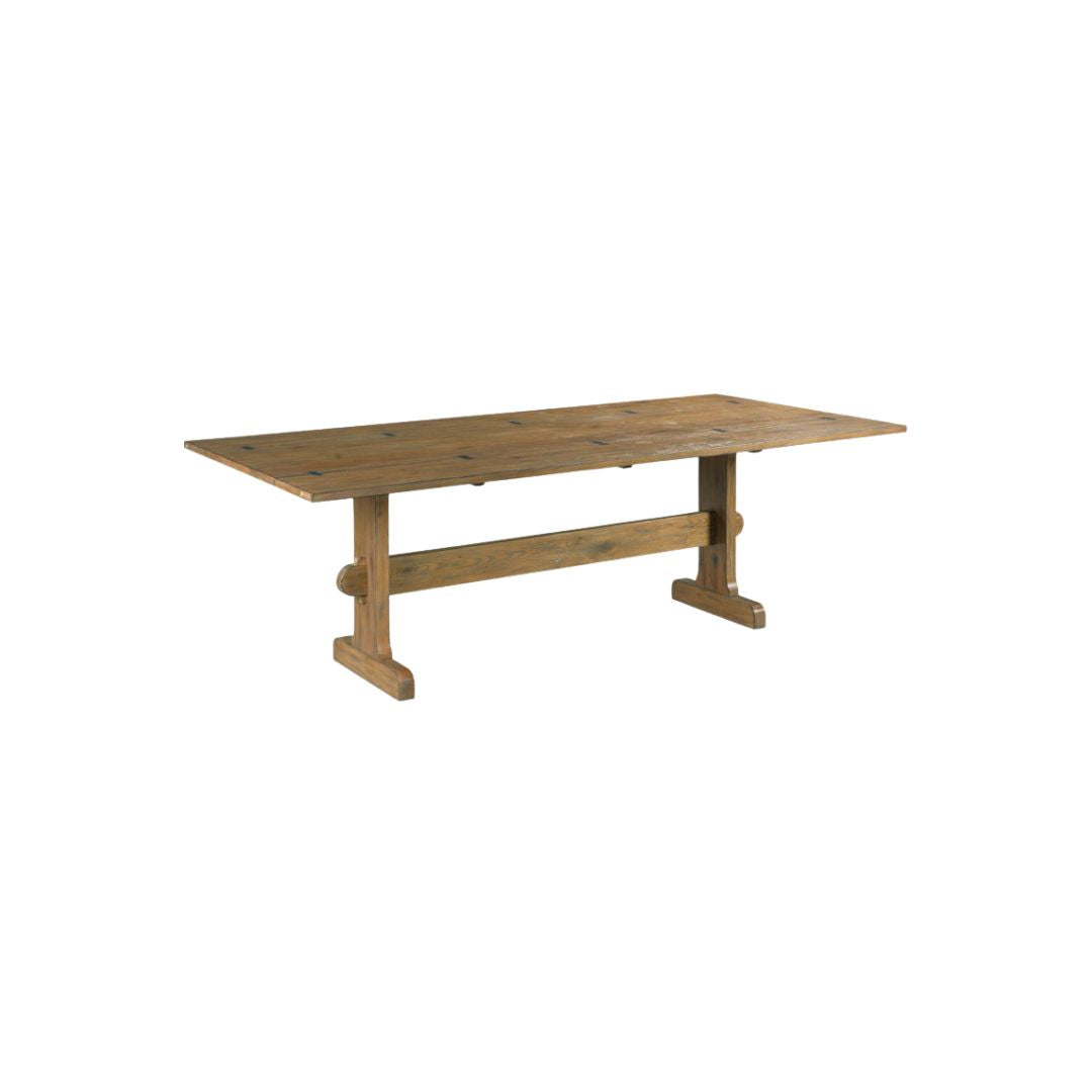 Oak flip-top table with rustic Arts and Crafts-inspired design and rough-sawn texture