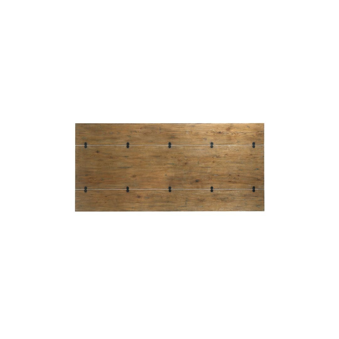 Oak flip-top table with rustic Arts and Crafts-inspired design and rough-sawn texture