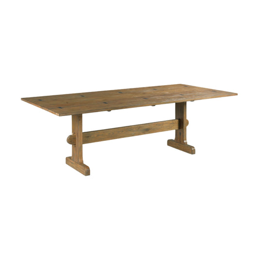 Oak flip-top table with rustic Arts and Crafts-inspired design and rough-sawn texture