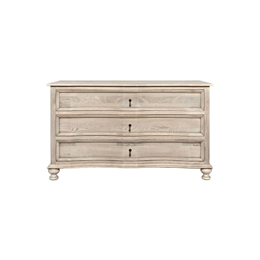 3-Drawer Elm and Veneer Chest  with Curving.