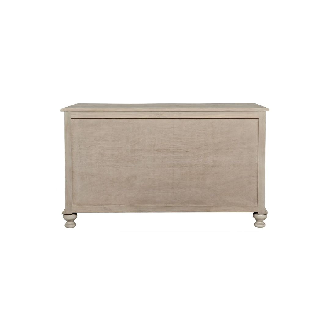 3-Drawer Elm and Veneer Chest with Curving.