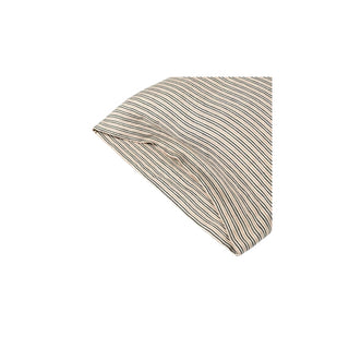 Pillow-case in black and old rose all-over stripe, sitting on an ecru ground with sateen construction in 100% linen